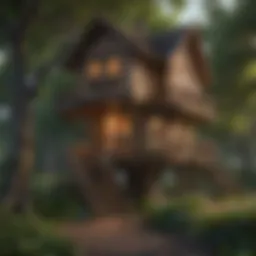 Enchanted Treehouse Playhouse in a Lush Garden
