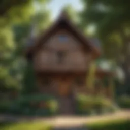 Enchanted wooden playhouse in a lush garden setting