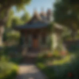 Enchanting outdoor playhouse nestled in a lush garden