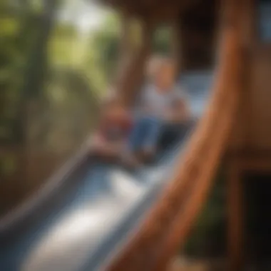 Quality Time on the Slide Parent and child enjoying quality time together on a playhouse slide