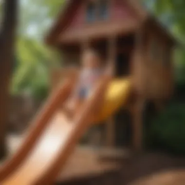 Vibrant Playhouse Slide Fun Children sliding down an 8ft slide in a vibrant playhouse