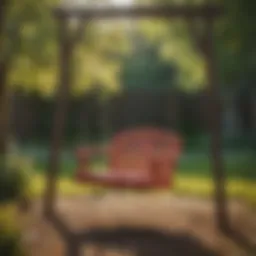 Swing with vibrant colors in backyard setting