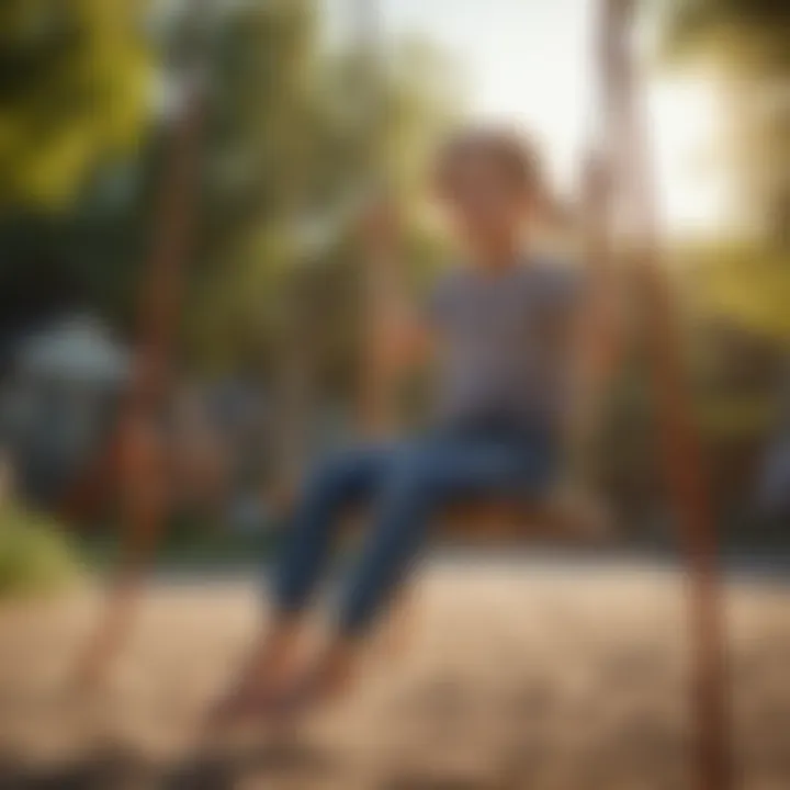 The dynamic movement of a swing set captured in action