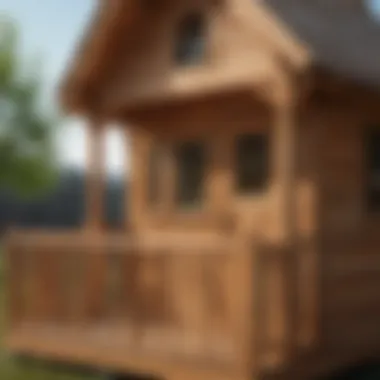 Close-up of the durable cedar wood construction of the playhouse