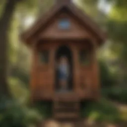 Child playing creatively in a whimsical playhouse