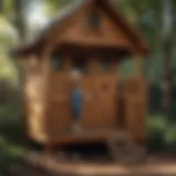 Children playing creatively in a wooden playhouse