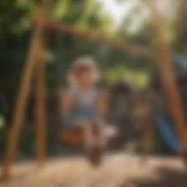 Children developing motor skills on swings