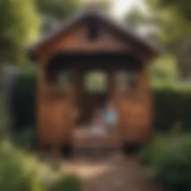 Kids engaged in imaginative play in a backyard playhouse