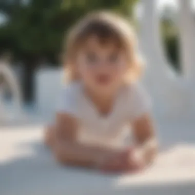 Child using creativity in a white outdoor playground