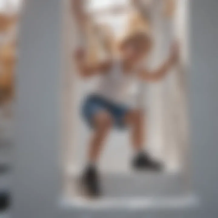 Kids climbing on white playground structures