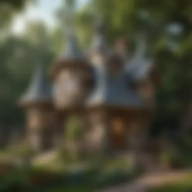 Enchanting Wonderland: Fairy-Tale Playhouse with Turrets Whimsical fairy-tale inspired playhouse with turrets