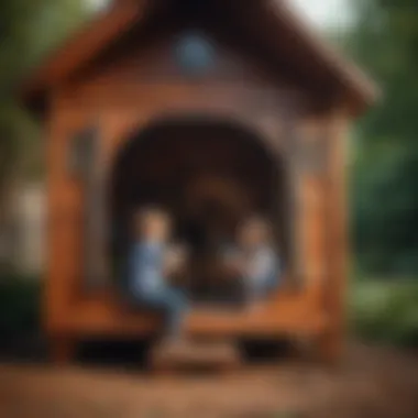 Parent and child engaging in imaginative play in a playhouse