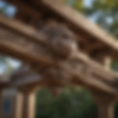 Close-up of intricate design details of a sturdy monkey bar attached to an outdoor playhouse