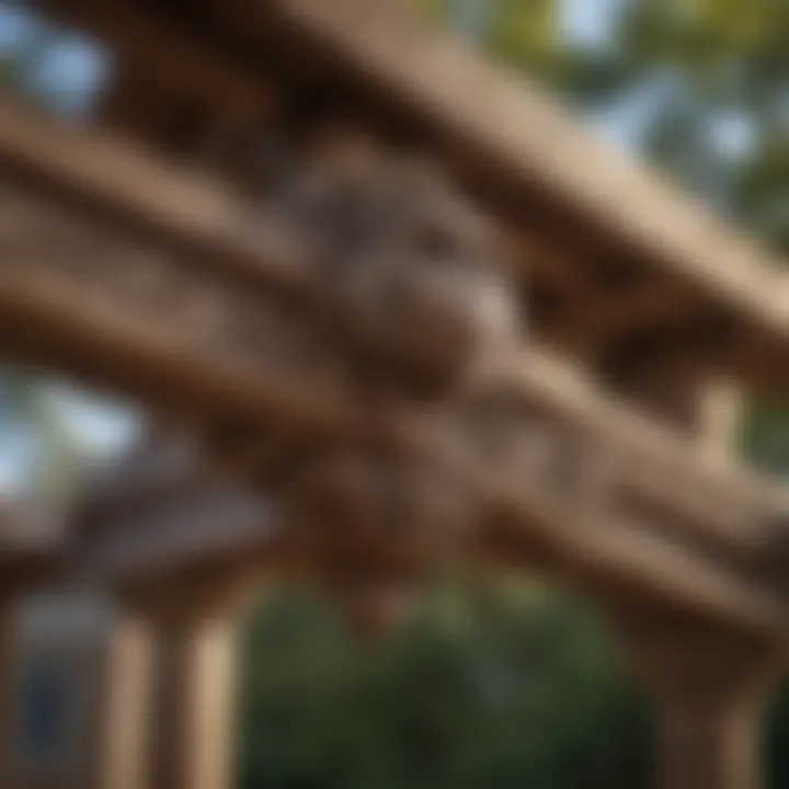 Close-up of intricate design details of a sturdy monkey bar attached to an outdoor playhouse