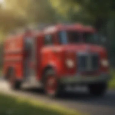 Children playing in a fire truck playhouse