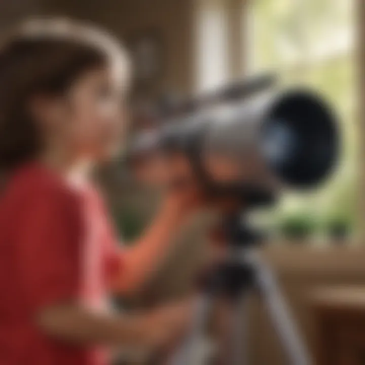 Children exploring Little Tikes Playhouse Telescope Accessory