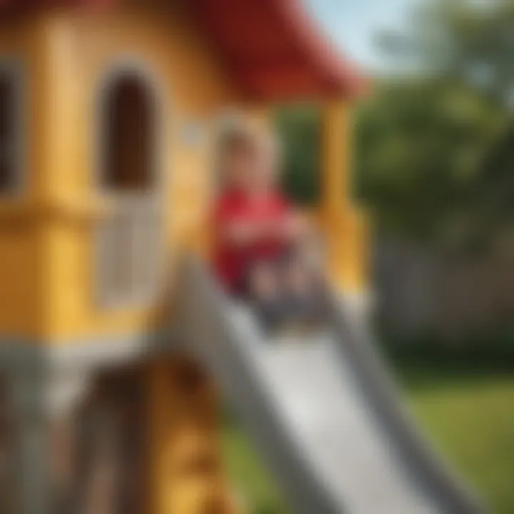 Close-up of the durable construction of the Little Tikes Playhouse with Slide