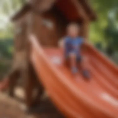 Kids enjoying the slide feature of the Little Tikes Playhouse