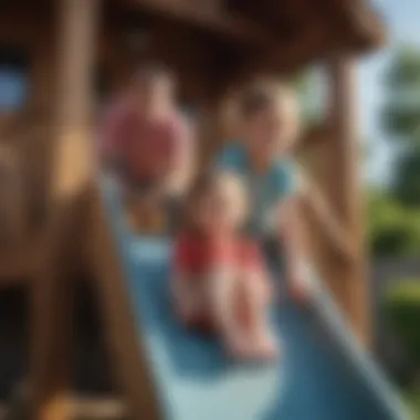 Parent supervising child on a safe playhouse slide