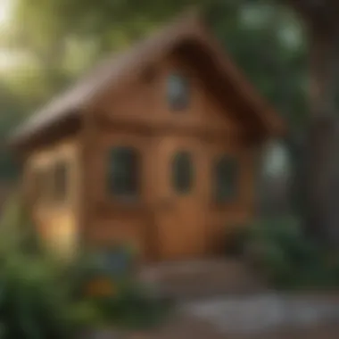Whimsical Wooden Playhouse Shed Design Wooden playhouse shed with whimsical design