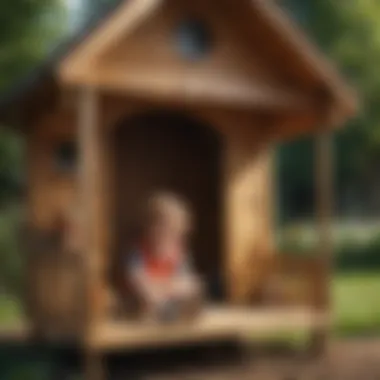 Child Playing Creatively in a Wooden Playhouse