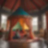 Children playing in a colorful indoor playhouse tent