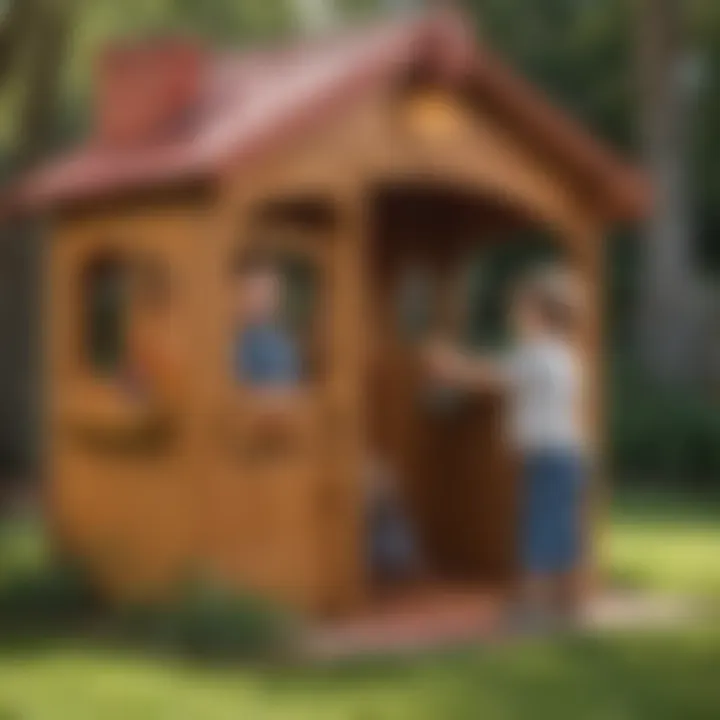 Children engaging in creative play in Little Tikes playhouse