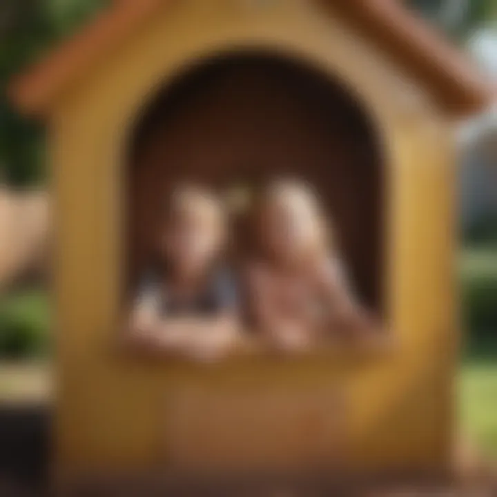 Children engaged in cooperative play in a plastic playhouse