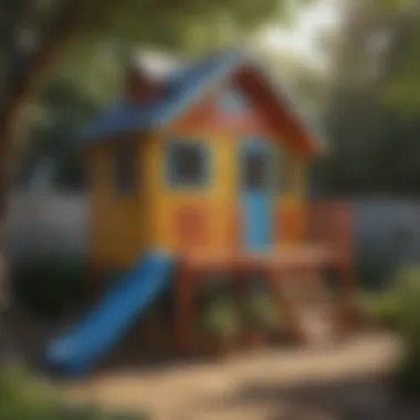 Colorful and creatively designed wooden playhouse for kids