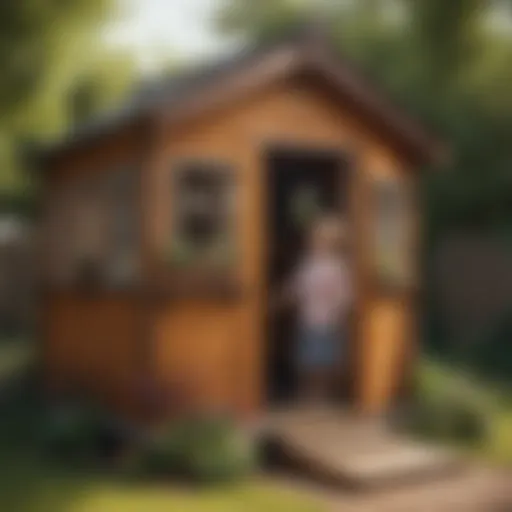 Children playing creatively in mini playhouse