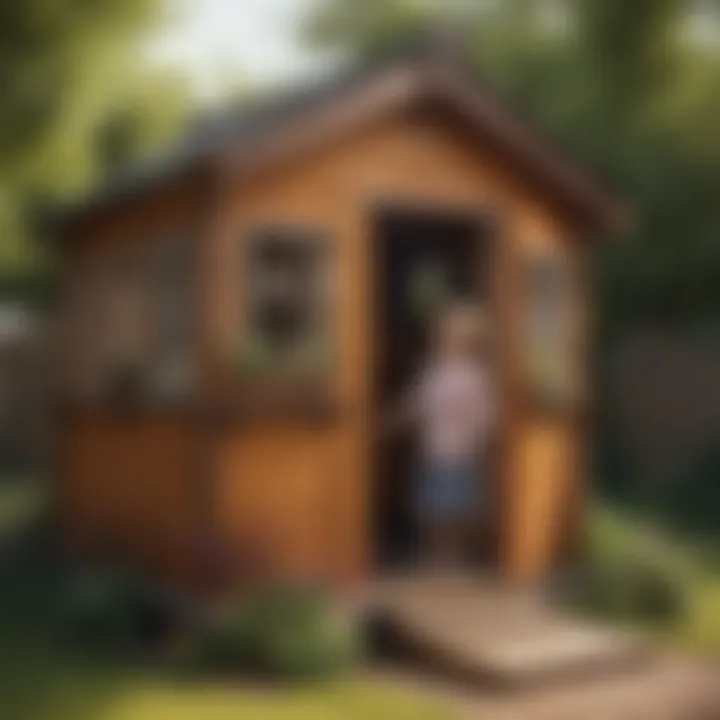 Children playing creatively in mini playhouse