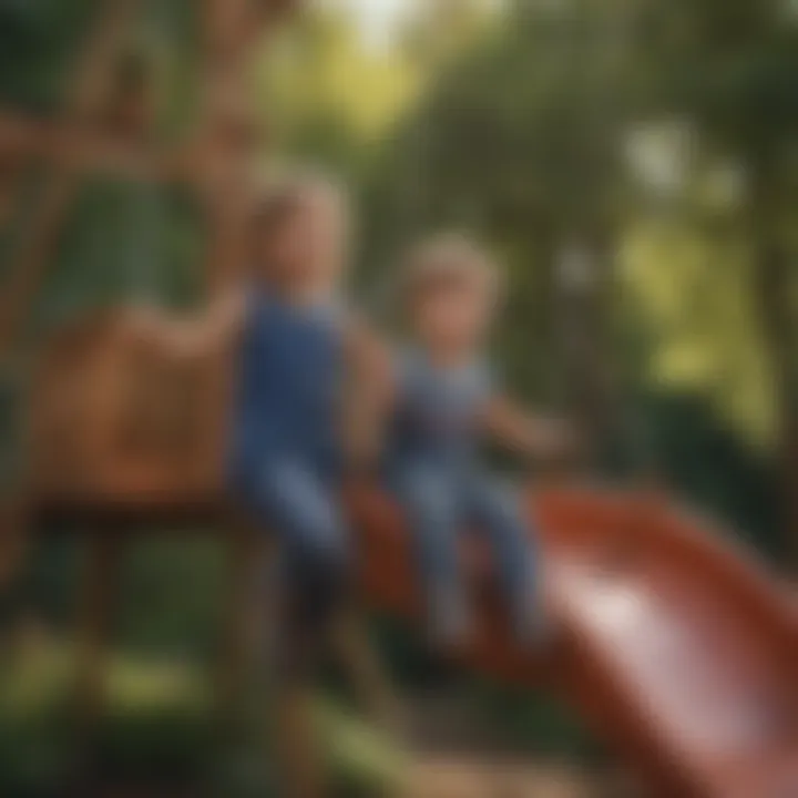 Children engaging in imaginative play on a playset