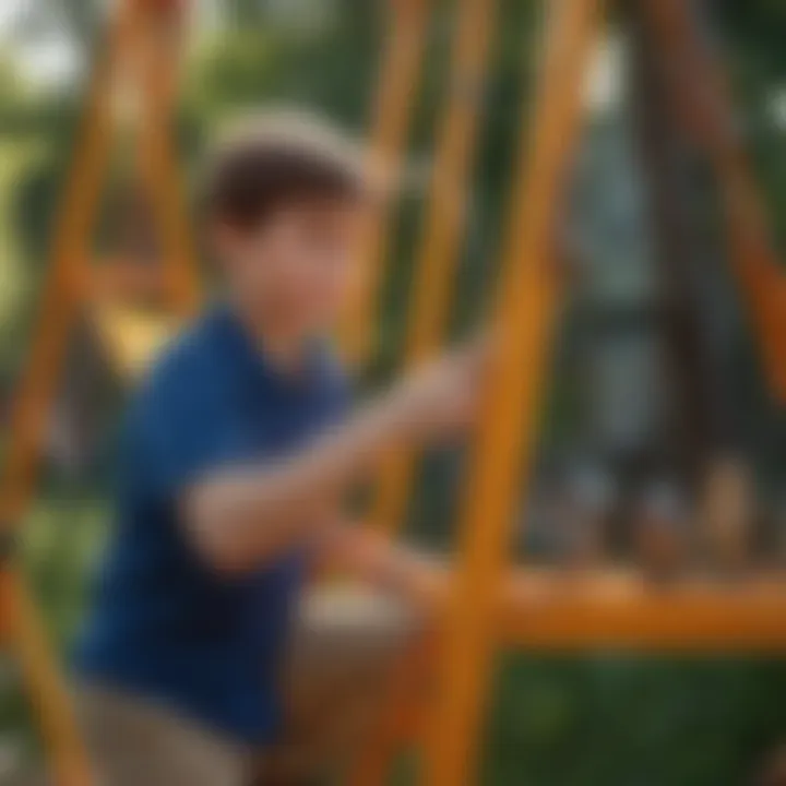 Safety inspector checking the stability of a playset