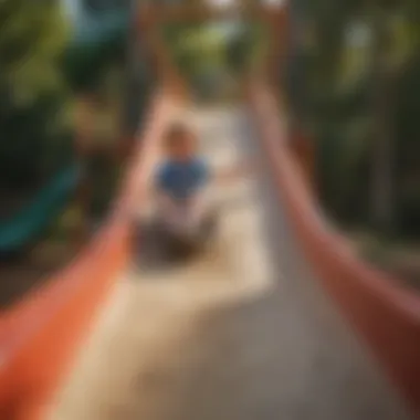 Kids gleefully sliding down a twisting slide at a playground