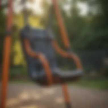 Enhanced Safety Features Safety harness and secure fastenings on a modern outdoor swing set