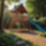 Colorful Swingset in a Garden