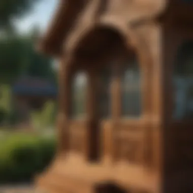 Close-up of intricate design details on a garden view outdoor playhouse