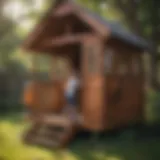 Children playing in the outdoor playhouse