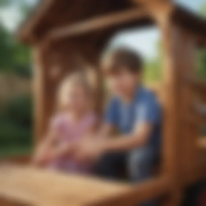 Children engaged in educational activities inside the playhouse