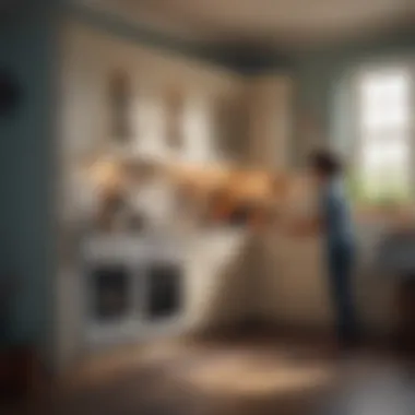 Kids playing in a miniature indoor kitchen