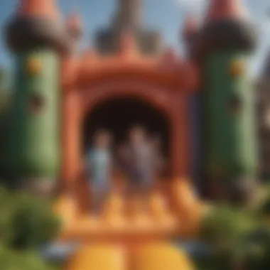 Pure Joy: Kids Engaging in Play in an Inflatable Castle Children playing gleefully in an inflatable castle