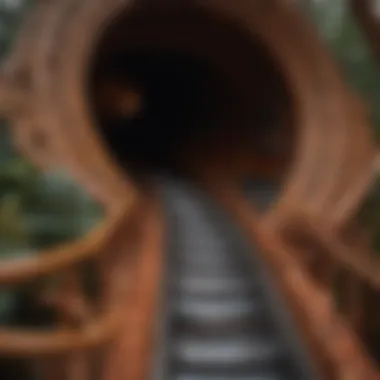 Close-up of intricate design details of a tube slide in a playhouse