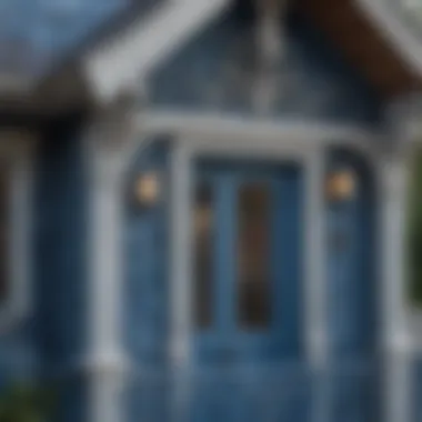 Close-up of intricate details on the Cape Cottage Playhouse in Blue