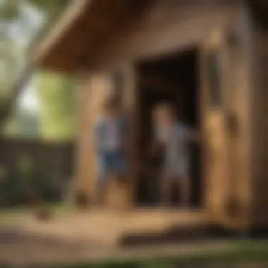 Joyful Children Playing in Wooden Clubhouse