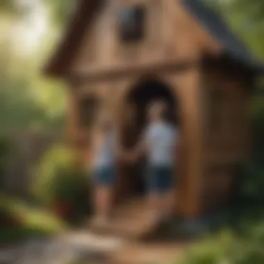 Children playing joyfully in a completed playhouse