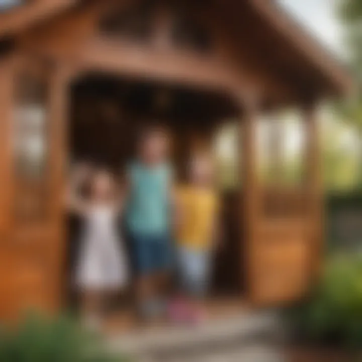 Children happily playing inside the KidKraft Garden View Playhouse