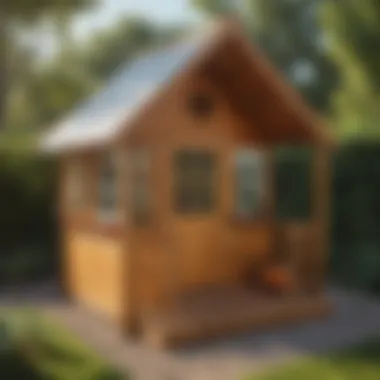 Front View of the KidKraft Modern Outdoor Wooden Playhouse Wooden Playhouse Front View