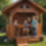 Children playing creatively in a KidKraft outdoor playhouse