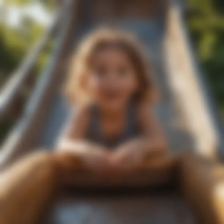 Kids sliding down the slide with expressions of pure delight