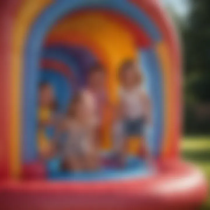 Kids Playing Inside Colorful Inflatable Playhouse